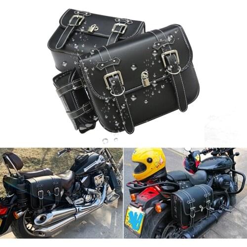 Pair Motorcycle Saddle Bags Side Tool Luggage Bag Black Brown Waterproof Saddlebags Universal For Honda/Yamaha/Suzuki