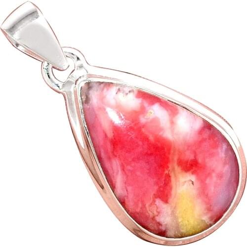 Genuine PINK OPAL Pendant 925 Sterling Silver, Total Length : 38 mm, AP7049