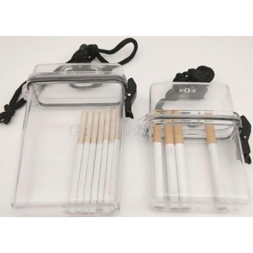 Transparent Waterproof Clear Cigarette Case Box Neck-hung Portable Plastic Lipstick Lighter Card Storage Box Holder with Lanyard