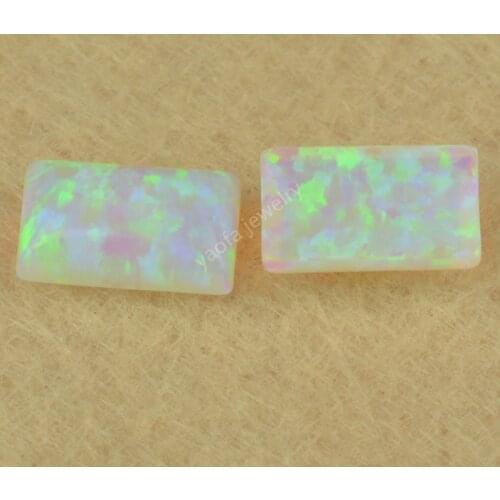 Rectangle opal 4*6mm 5*8mm OP16 white lab created opal cabochon flat buttom jewelry gemstones