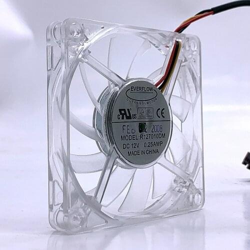 R127010 70mm 12V Ultra Thin Slim Mosquito-Killing Lamp Computer CPU Chassis Fan 7cm Silent Mute Speed Measuring FG Fan 3P 3Pins