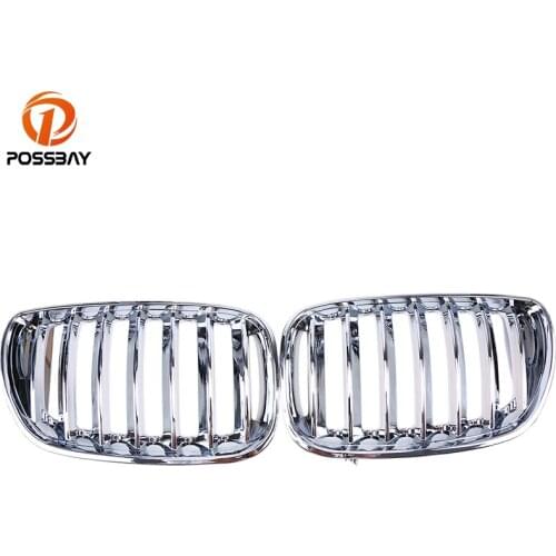 POSSBAY Chrome Front Hood Kidney Racing Grilles for BMW X5 E53 3.0d/3.0i/4.4i/4.8is 2003-2007 Facelift Front Bumper Center Grill