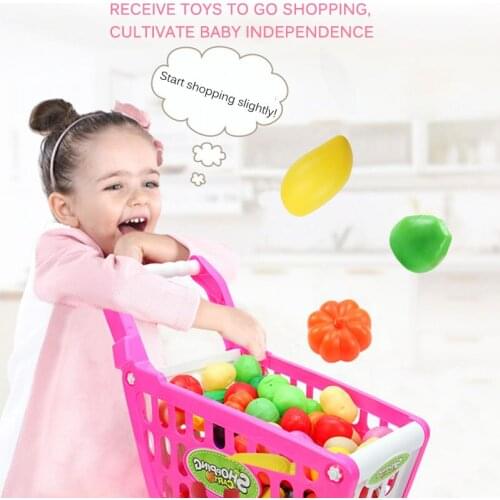 Mini Supermarket Handcart Shopping Cart Mode Storage Children Gift Cart Storage Cartoon Durable Children Shopping Hand Trolley