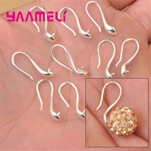 100X Nice Making 925 Sterling Silver Jewelry Findings Slippy Hook Earring Ear Wires Design Crystal Stones Beads