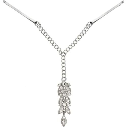 Bride Hair Pin Cuff Wrap Silver Crystal Leaf Pendant Forehead Chains Indian Head Jewelry Headband