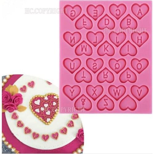 DIY Heart Alphabet Letter Cake Silicone Molds Birthday Cake Card Fondant Silicone Cake Molds Soap Cake Decorating Tools