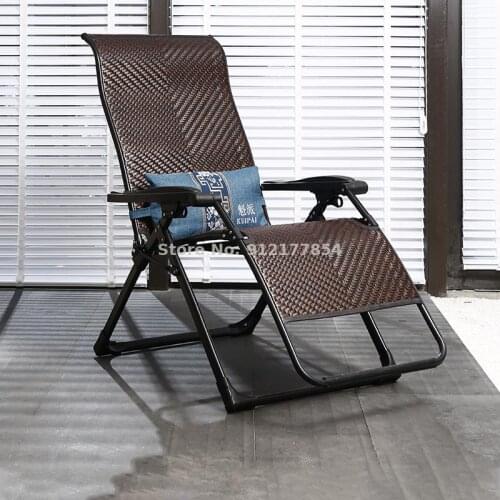 Balcony Recliner Folding Lunch Break Office Nap Teng Chair Single Household Portable Woven Rattan Chair Back Chair