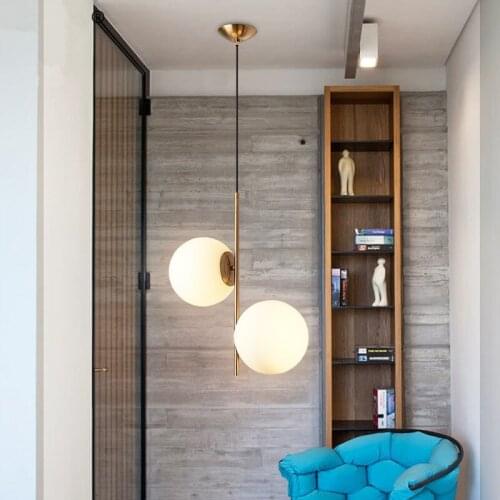 Modern Hanging Lamp Light Led Dinning Bed Room Bedroom Foyer Round Glass Ball Black Gold Nordic Simple Modern Pendant Light Lamp