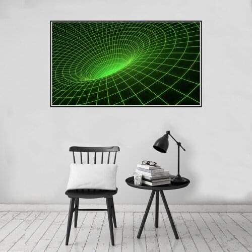 Modern Wormhole Time Tunnel Green Light Poster Canvas Print Painting Wall Art Living Room Home Decoration