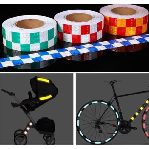 5cm*3m Car Safety Mark Warning Tape Reflective Strip Arrow Lattice Stickers For Bicycle Car Exterior Decoration Accessories