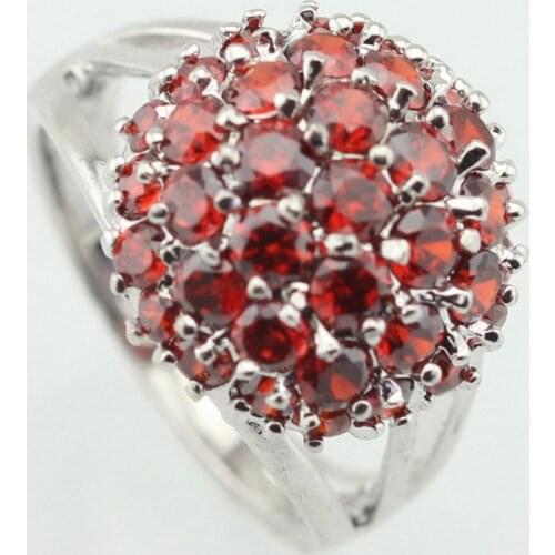 WPAITKYS Round Red Cubic Zirconia Silver Color Party Ring For Women Crystal Rings Female Jewelry Size 6 7 8 9 10 Free Gift Box