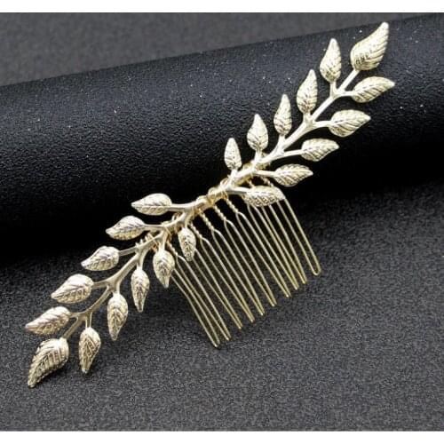Women Bridal Wedding Hair Accessories Headdress Gold Olive Leaf Headband Hair Comb Clip Hairpin Crown Jewelry Headpiece