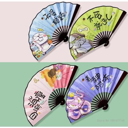 1PC/New Eight-inch Anime Cartoon Folding Fan Double-sided Cloth Creative Word Fan Bamboo Gift Fan Home Decoration hand fan