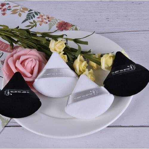 2pcs/set (Black And White ) Triangle Velvet Powder Cosmetic Puffs Mini Makeup Puff Sponge Make Up Tools