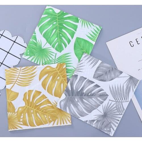 20Pcs/Pack Monstera Leaves Table Paper Napkins Napkin Paper Tissues for Xmas Wedding Decor Party Supplies Wholesale High Quality