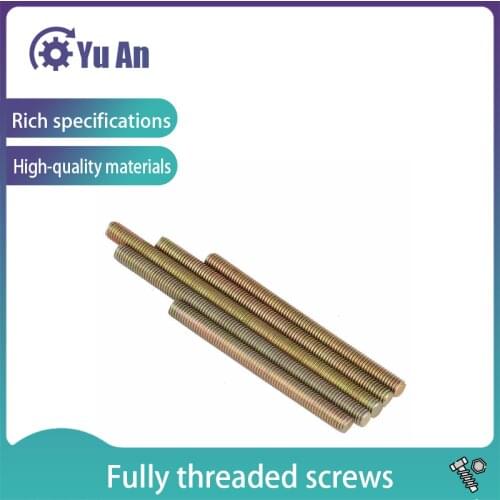 Color Plated Zinc Full Thread Screw Full Thread Screw Rod Double Thread M6 M8 Furniture Link Screw 20Pcs