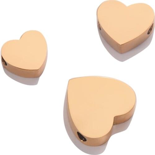 5Pcs Gold Tone Stainless Steel Small Heart shape Blank Stamping Pendants Charms DIY For Women Jewelry