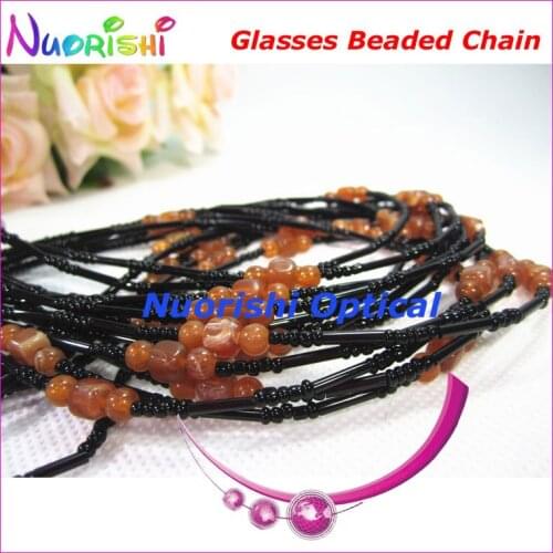 6pcs Nice Black Beaded Steel Wire Rope Eyeglass Sunglasses Eyewear Spectacle Chain Cords Lanyard free shipping L849