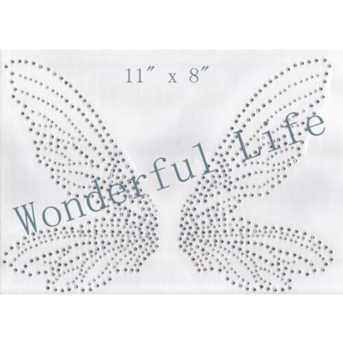 Free shipping Fairy Wings Iron On Hot Fix Rhinestone Transfer