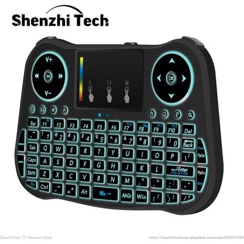 MT08 One Hand Wireless Mini Keyboard with RGB LED Backlit Touchpad for Android TV Box PC English Russian French Spanish Italian