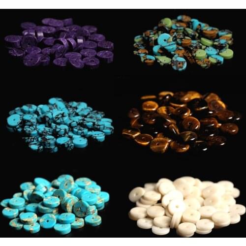 ICNWAY 110-130beads Turquoise Tiger Eye Ivory Fruit Imperial Stone Charoite Beads Abacus Septa for Silver 925 Jewelry Making