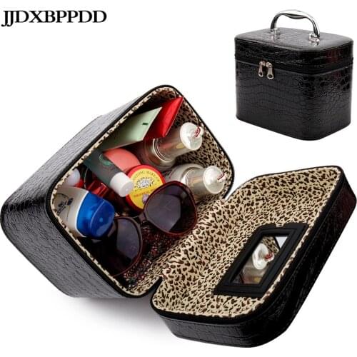Large Cosmetic Case Makeup Bag Handbag Travel Make Up Box with Mirror Professional Makeup Organizer Zipper Storage Toiletry Case