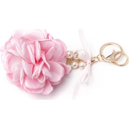 New Camellia Rose Keychain Women Romantic Bag Pendant Charm Flowers Key Chain Buckle Key Ring Holder