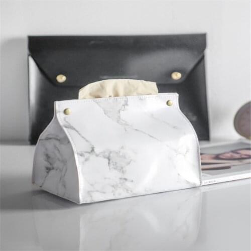 PU Leather Marble Pattern Home Car Towel Napkin Papers Dispenser Holder Box Case Table Decoration Tissue Case Box Container