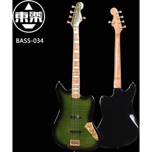 Wooden Handcrafted Miniature Guitar Model Bass-034 Bass Guitar Display with Case and Stand (Not Actual Bass! for Display Only!)