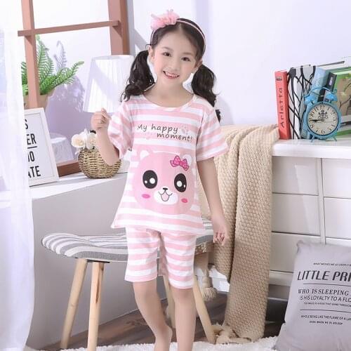 Kids Cotton Pyjamas Summer Baby Girls Clothing Children Short Pajamas Sets Baby Pijamas for 3-14 Years Girls Animal Printing PJS