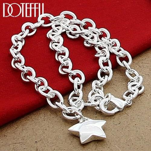 DOTEFFIL 925 Sterling Silver Star Pendant 18 Inch Chain Necklace For Women Wedding Engagement Fashion Jewelry