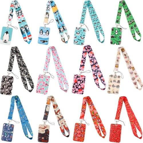 ER1265 Penguin Panda Chili Lanyard Card ID Holder Car KeyChain ID Card Pass Gym Mobile Phone Badge Kids Key Ring Holder Jewelry
