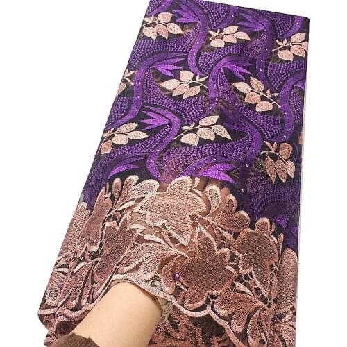 2020 Purple Latest African Lace Fabric 2019 High Quality Beaded French Net Lace Fabric Embroidered Guipure Nigerian Lace Fabrics