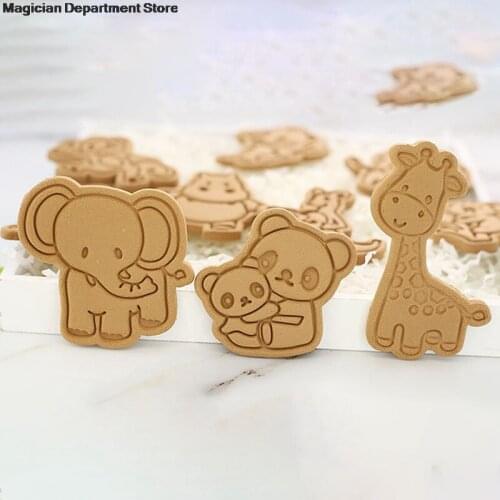 Elephant Giraffe Biscuit Mold DIY Childrens Handmade Mold Handmade Chocolate Candy Soap Tool Cute panda hippo Moulds Gift Kids