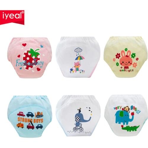 IYEAL 6PCS Cotton Reusable Baby Training Pants Infant Shorts Underwear Cloth Diaper Nappies Baby Waterproof Potty Training Pants