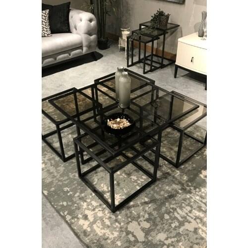 Kante Kante Black Enamel Paint 5'li coffee table Set coffee tables table basse furniture living room table