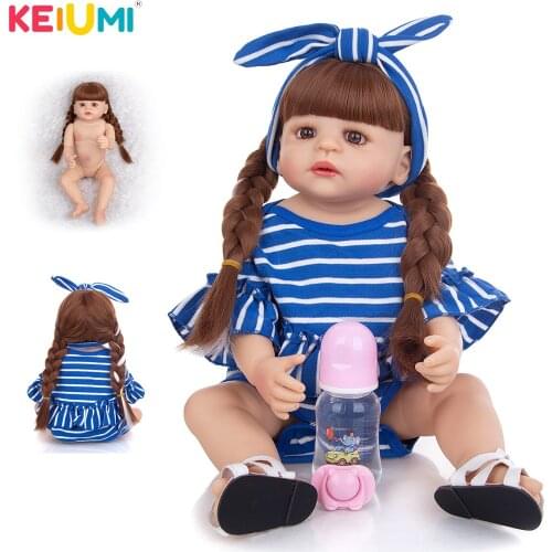 KEIUMI Lovely 22 Inch Baby Reborn Full Silicone Vinyl Lifelike Reborn Doll Beautiful Girl Babies Toy For Birthday Playmates Gift