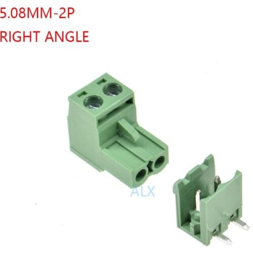 10SETS 2EDG 2pin 5.08MM pitch RIGHT ANGLE pluggable screw terminal block 5.08 2 pin PLUG TYPE pcb connector PLUG + SOCKET 300v