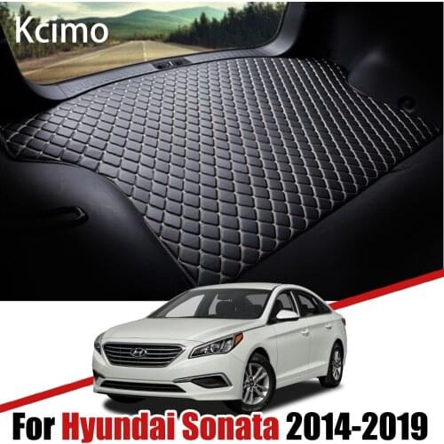 Kcimo Leather Car Trunk Mats for Hyundai Sonata LF 2014-2019 Rear Cargo Liner Boot Tray Pad Auto Carpets Floor Mat 2018 2017