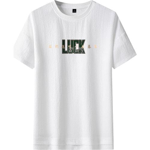 2021 Cool T Shirt Fashion LUCK Printed Mens Short Sleeve T-Shirt Summer Streetwear O Neck Tees Male Tops Big Size M-4XL Clothes