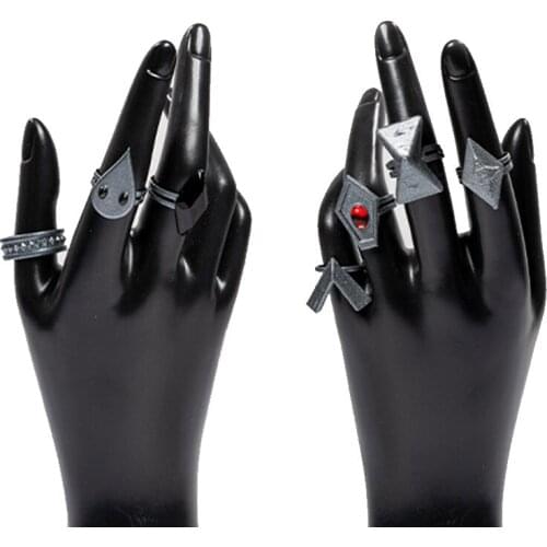 Wholesale Set of 7 Genshin Impact Cosplay Finger Rings Cosplay Props Inspired Rings Ghost Halloween Carnival Costume Accessories