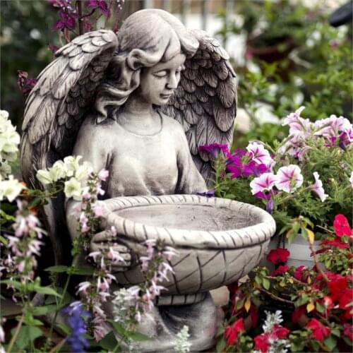 Outdoor Gardening Cement Angel Flowerpot Ornaments Garden Succulent Large Caliber Potted Decoration Courtyard Furnishing Crafts