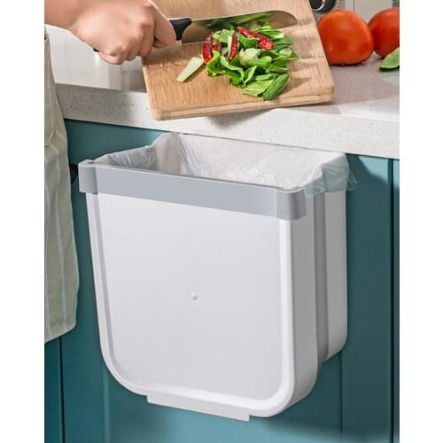 No Stooping Kitchen Dustbin Household Foldable Wall Mounted Small Dustbin Special For Simple Cabinet Door Trash Can