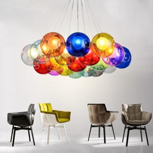 Novelty led living room chandelier Nordic modern minimalist multi-color glass children room lighting dining room hanging lamp