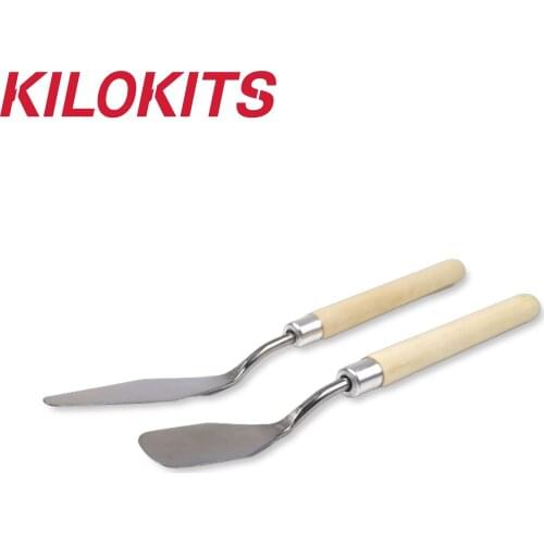 2pcs Stainless Steel Palette Spatula Knife for Mixing Scraper Oil Painting Scenery Mud Model Kits Toys Hobby Miniature Tool