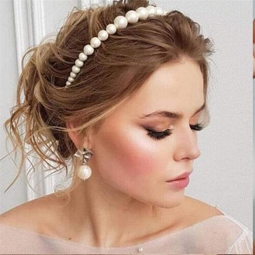Gold Pearl Hairbands For Women Hair Accessories Designer Band Flower Hoops Bow Wedding Headband Metal Bridal Headwear Bands Clip