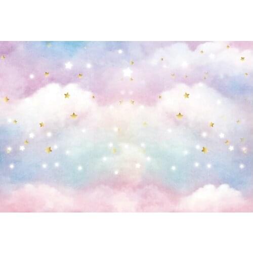 Pink Purple Backdrop Dreamy Clouds and Stars Photography Background Baby Shower Birthday Party Decor Photo Booth Studio Props