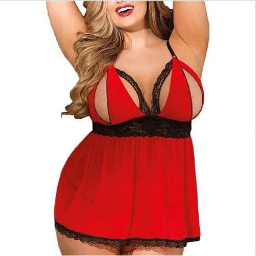 Sexy Sleeping Clothes Women Nighty Adult Underwear V-Neck Lace Splicing Flare Plus Size Luxury Satin Lingerie 3XL Nightdress