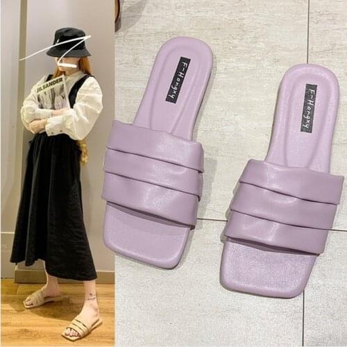 Chic Women Slippers 2021 Hot Women Weave Slippers Flat Shoes Fashion Leisure Shoes Blue Beach Shoe Charm Office Women Slippers