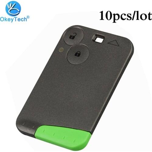 OkeyTech 10pcs/lot 2 Button 433mhz ID46 Chip Smart Key Card Keyless Remote For Renault Laguna Espace with Emergency Green Blade